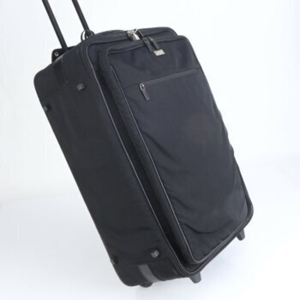 Gucci Leather Nylon Suitcase Two Wheels Travel Bag Black M